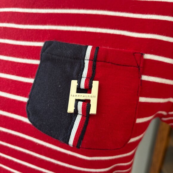 Tommy Hilfiger Red & White Striped Logo T-Shirt Dress - Picture 4 of 5